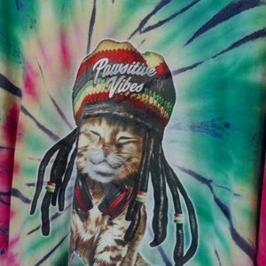 "pawsitive vibes" tie dyed shirt